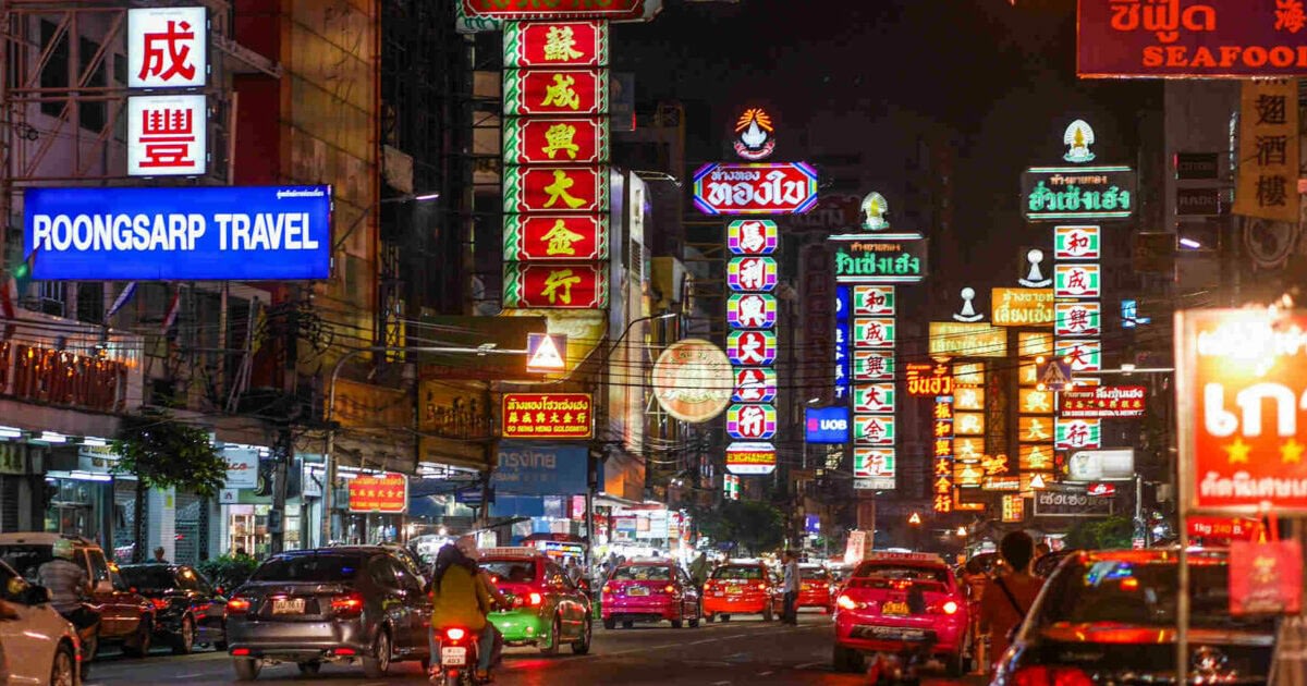 Neon Lights In Chinatown At Night In Bangkok