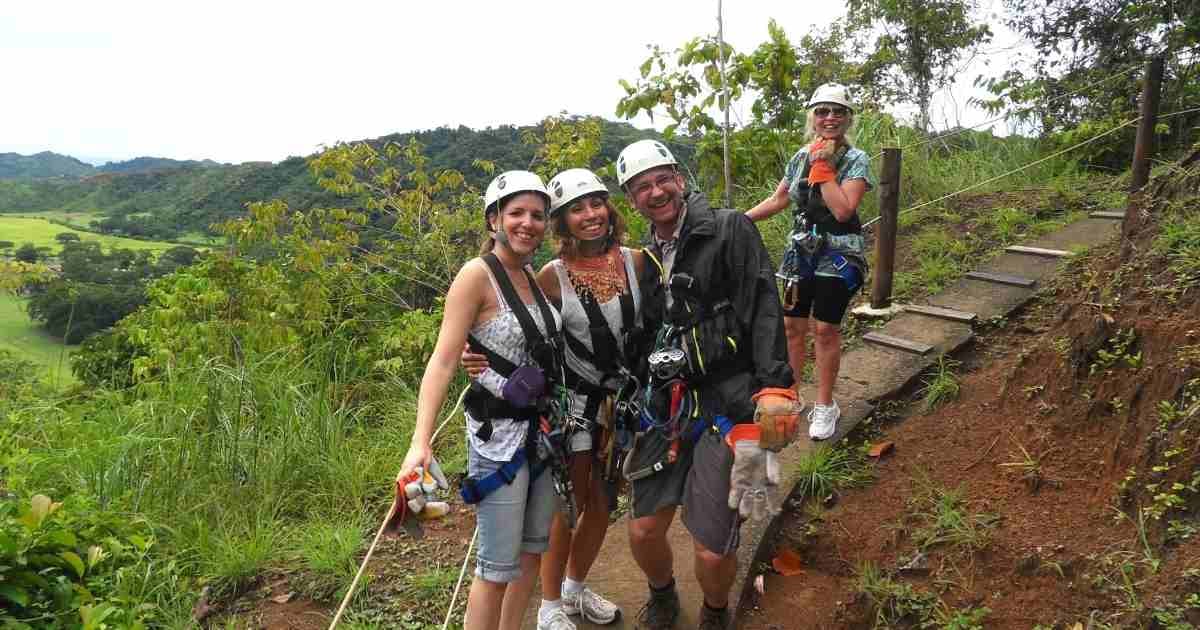 People Smiling On A Ziplining Tour In Monteverde In Costa Rica