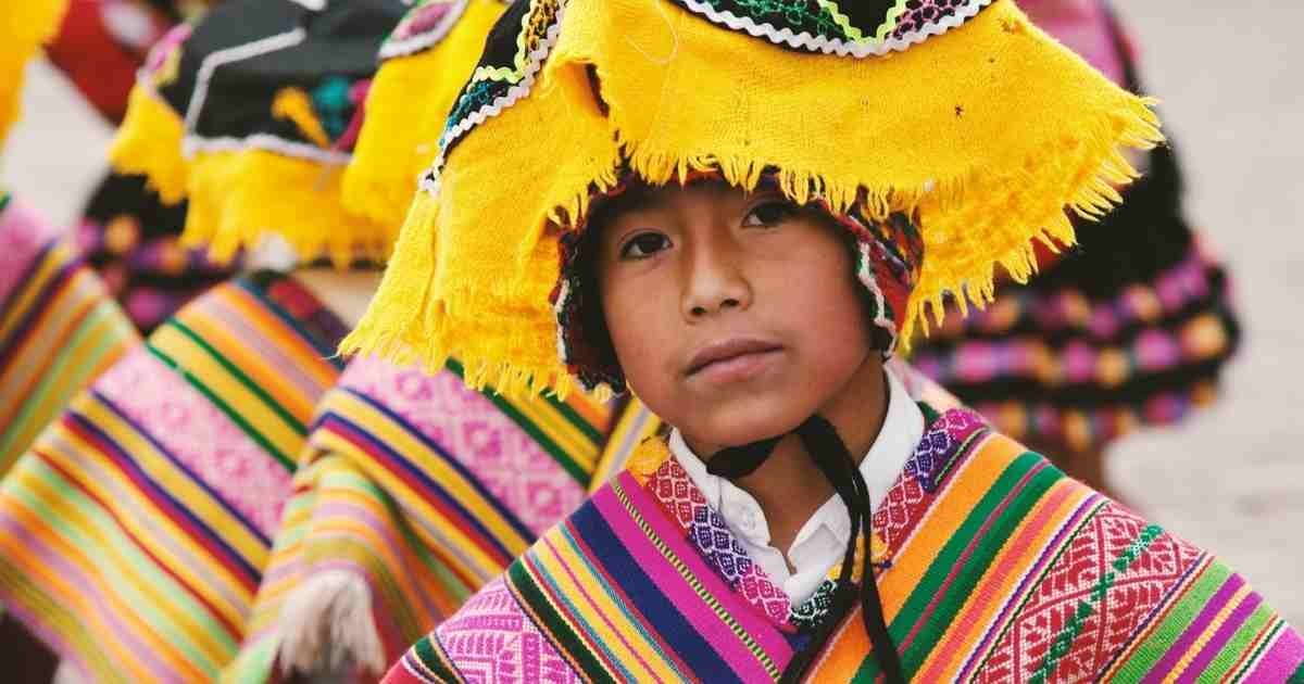 Peruvian Boy Wearing Traditional Dress