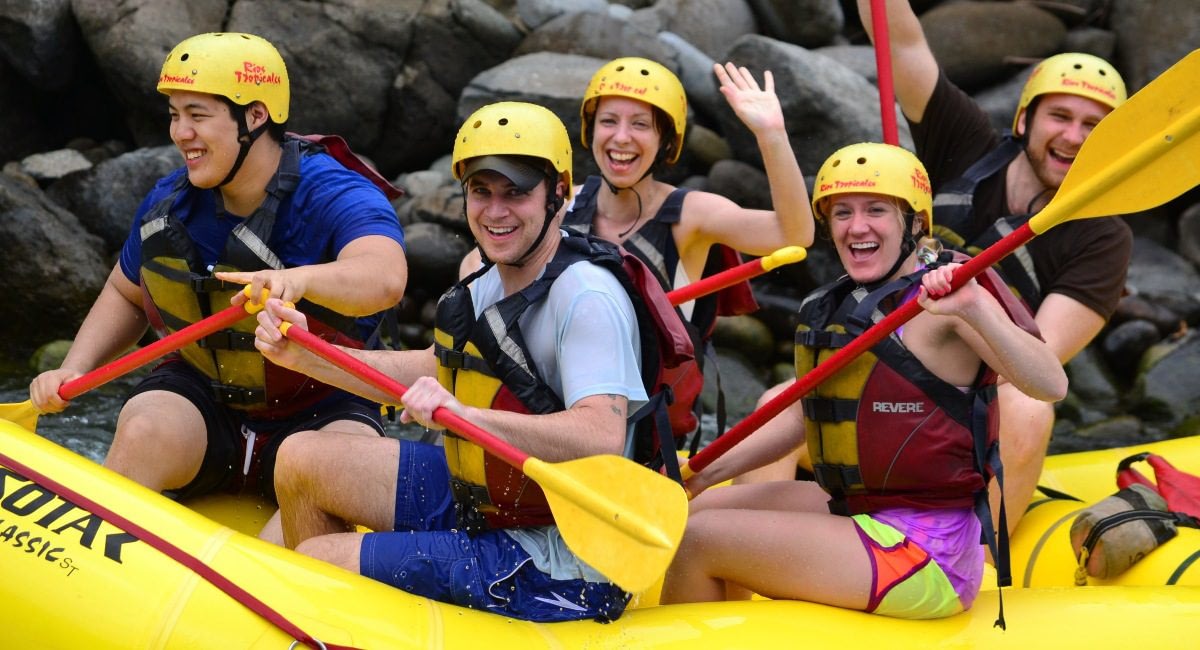 Group Of People Rafting In Costa Rica